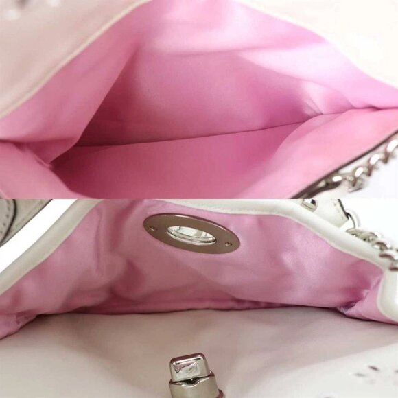 Coach Poppy Daisy Eyelet Leather Chain Tote Bag Ivory & Pink | Style #22438 GUC - Picture 9 of 17